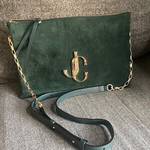 Jimmy Choo - Rare Green Suede and rose gold Chain Used Shoulder Bag
